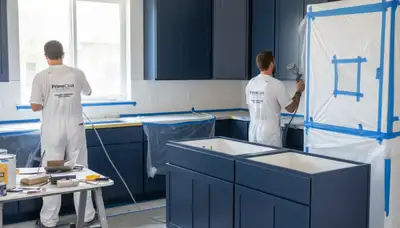 Expert cabinet painting in Kenosha, WI kitchen with durable refinishing by local house painters