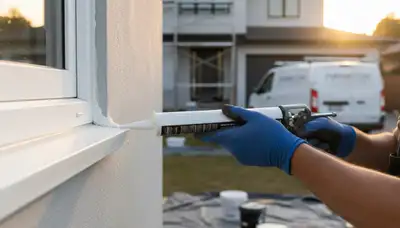 Professional caulking and sealing on Kenosha WI home exterior for weatherproof protection