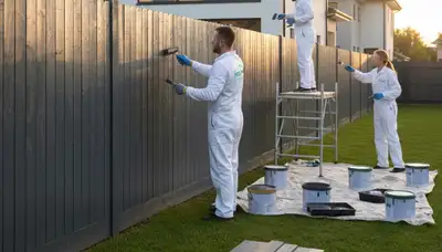 Professional fence painting service in Kenosha, WI enhancing wood durability and curb appeal