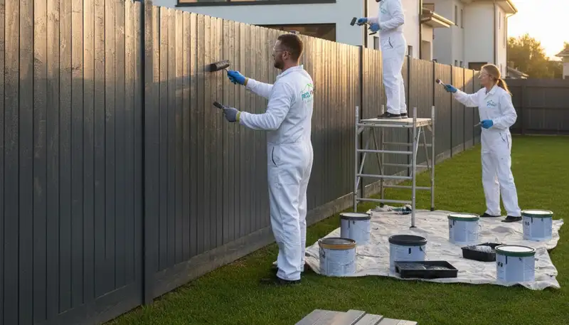 Professional fence painting service in Kenosha, WI enhancing wood durability and curb appeal