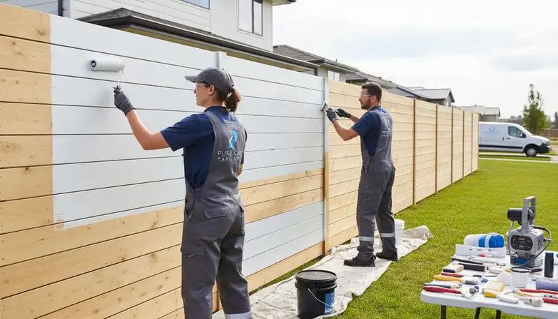 Professional fence painting in Kenosha, WI by expert painters protecting wood from lake effect weather