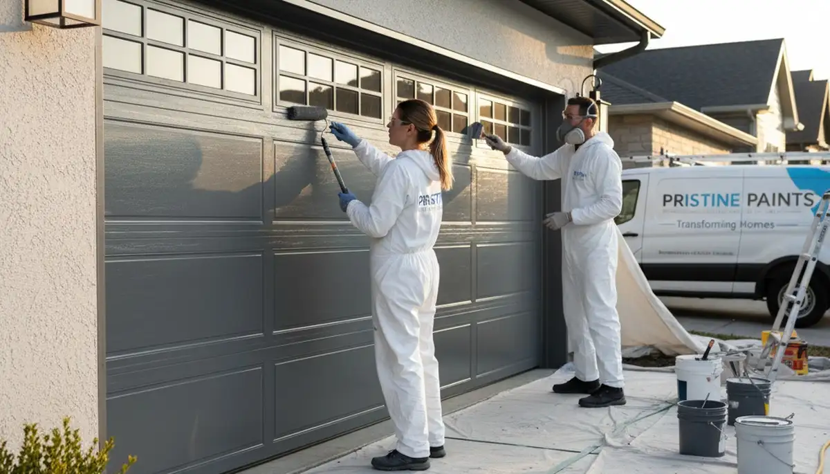 Professional garage door painting and refinishing in Kenosha, WI by expert house painters