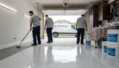 Epoxy garage floor coating in Kenosha WI with durable finish applied by professional painters