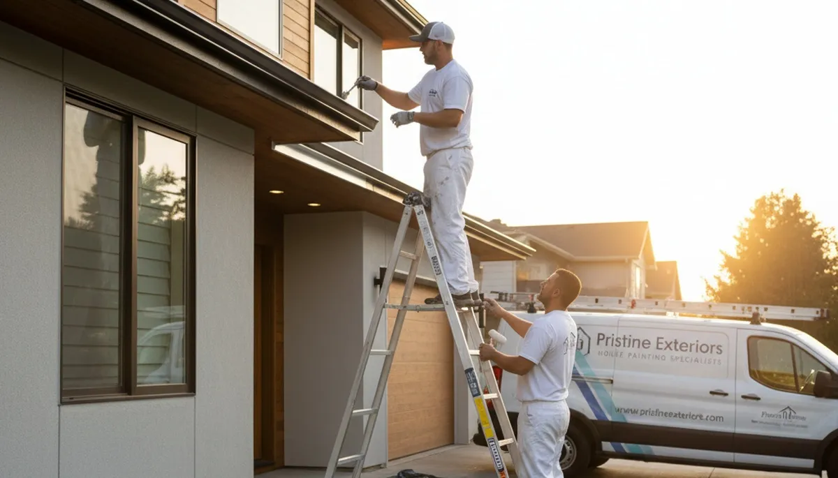 Professional gutter painting on a Kenosha WI home for durable, weather-resistant curb appeal
