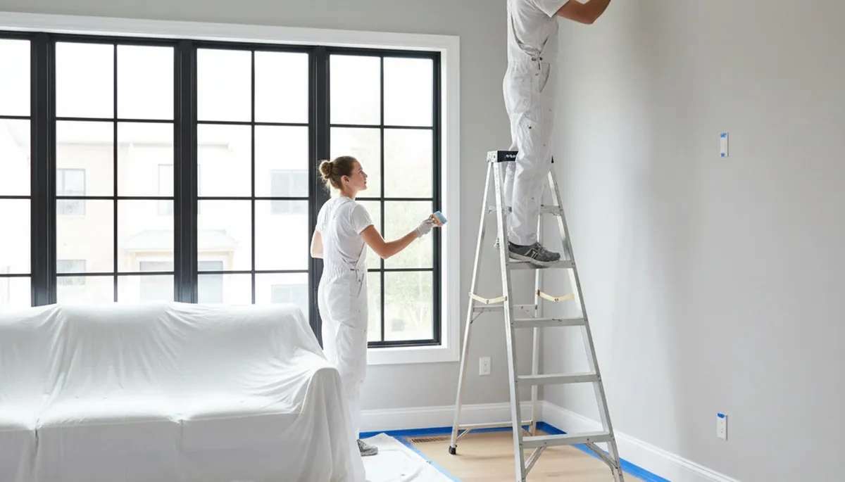 Professional interior house painters in Kenosha, WI applying fresh wall color for lasting home appeal