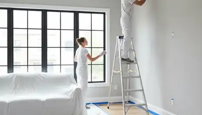 Professional interior house painters in Kenosha, WI applying fresh wall color for lasting home appeal