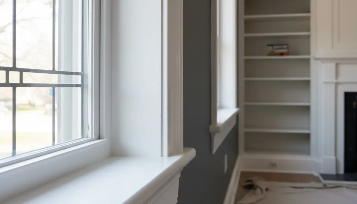 Professional interior trim painting with clean lines highlighting Kenosha, WI home details