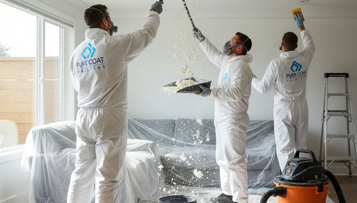 Professional popcorn ceiling removal by expert painters in Kenosha, WI