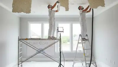 Professional popcorn ceiling removal in Kenosha WI home by expert painters from KenoshaPainters.com