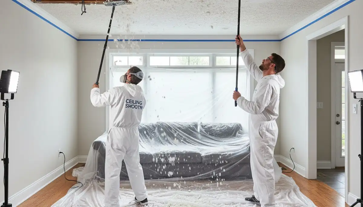 Professional popcorn ceiling removal service in Kenosha, WI home by local painting experts
