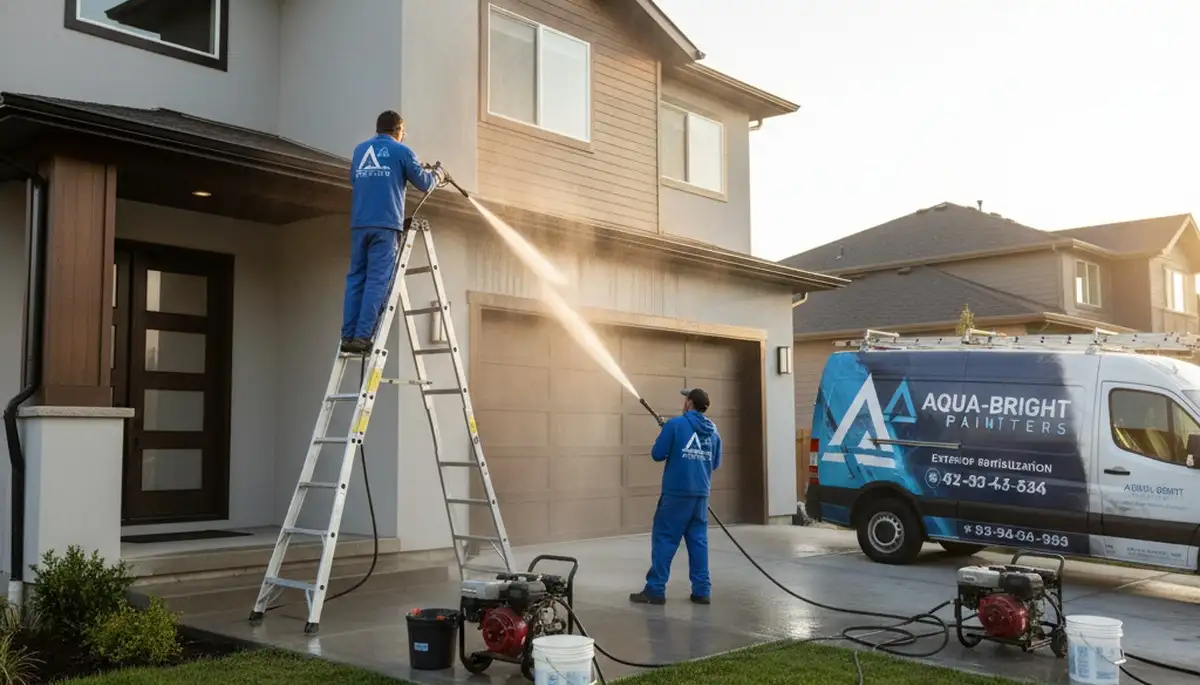 Professional pressure washing house siding in Kenosha, WI by local painting contractors