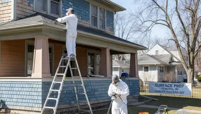 Professional surface preparation for exterior painting on Kenosha, WI homes by expert house painters