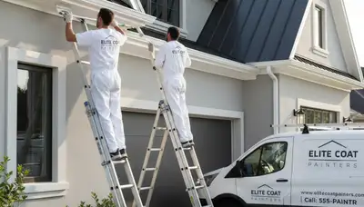 Professional trim and fascia painting on a Kenosha WI home by expert house painters