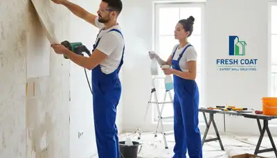 Professional wallpaper removal and wall prep by house painters in Kenosha, WI