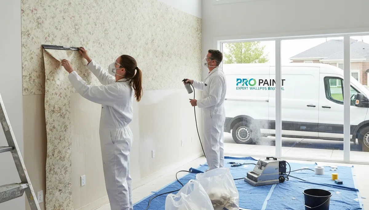 Professional wallpaper removal and surface prep by house painters in Kenosha, WI